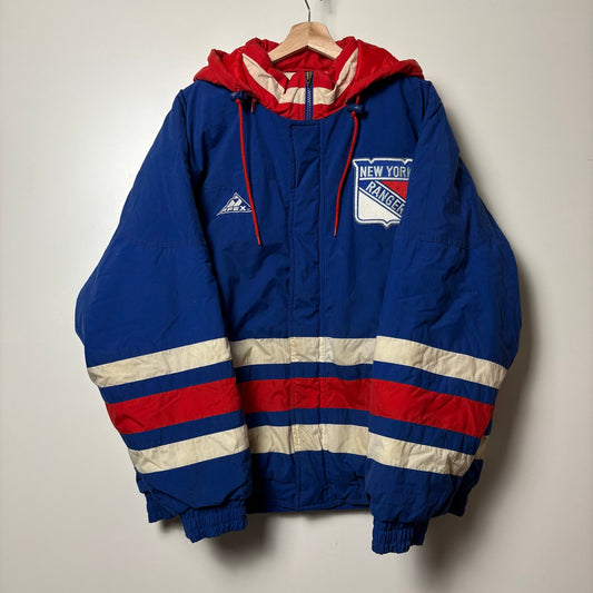 Vintage NHL Apex New York Rangers Full Zip Hooded Hockey Jacket L