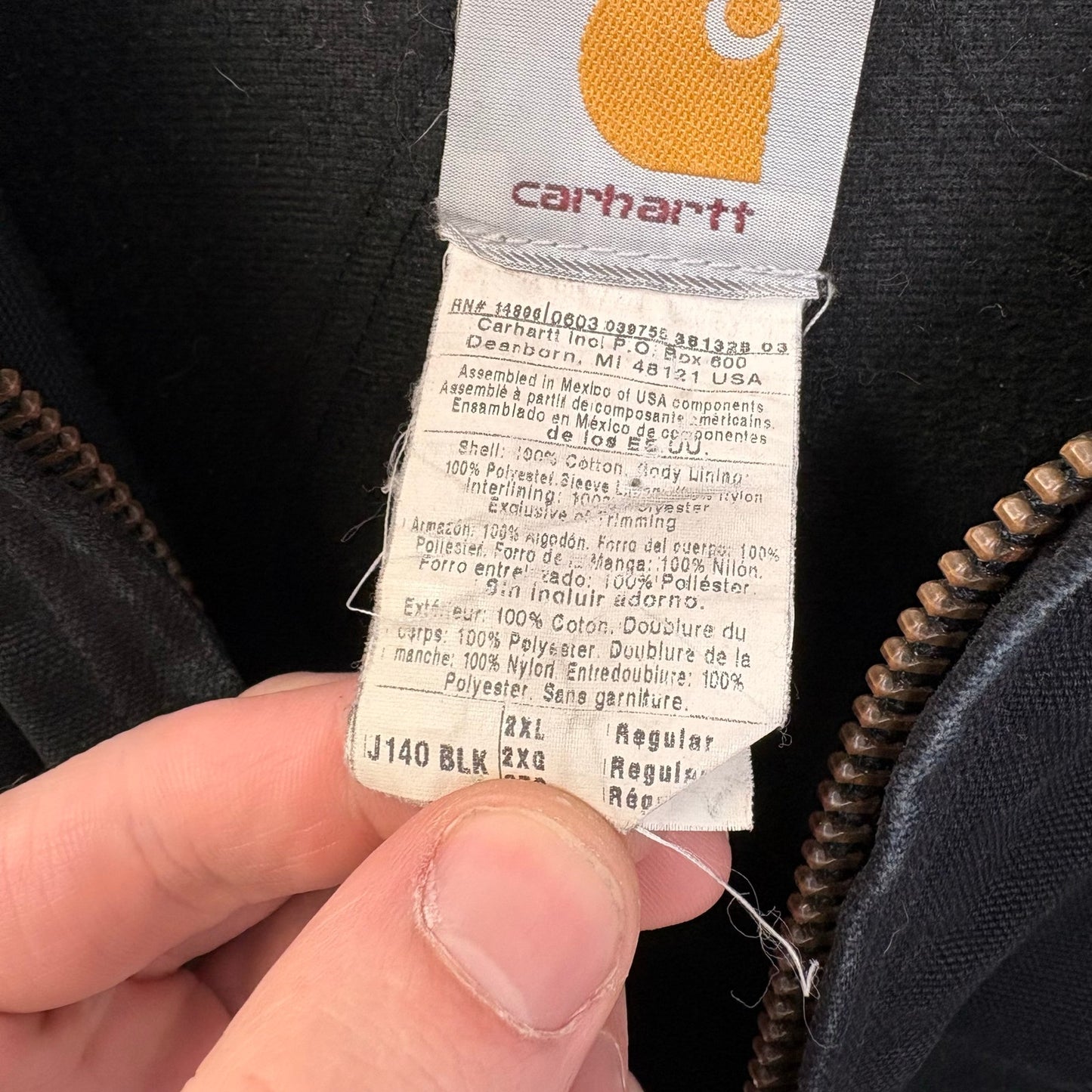 Vintage Carhartt Black Active Hoodie Jacket XXL