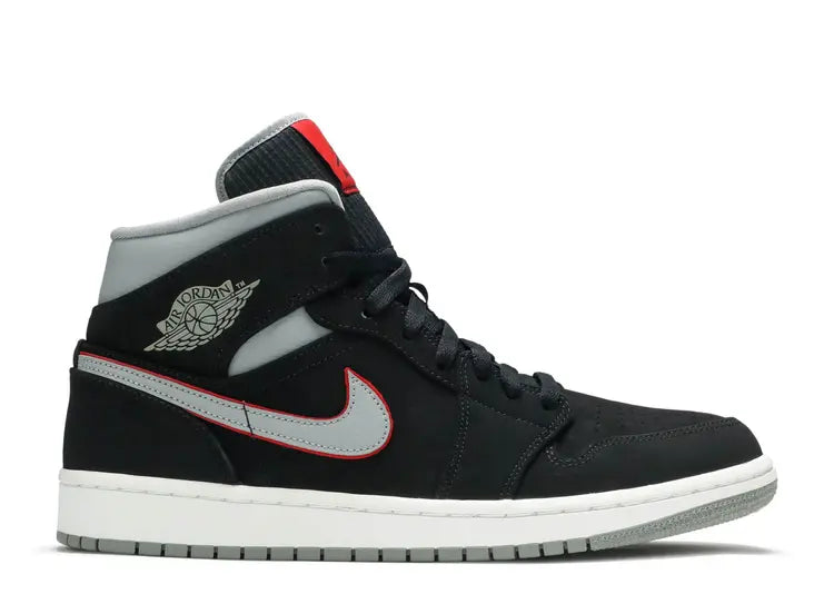 Air Jordan 1 Mid Black Particle Grey Gym Red Size: 11