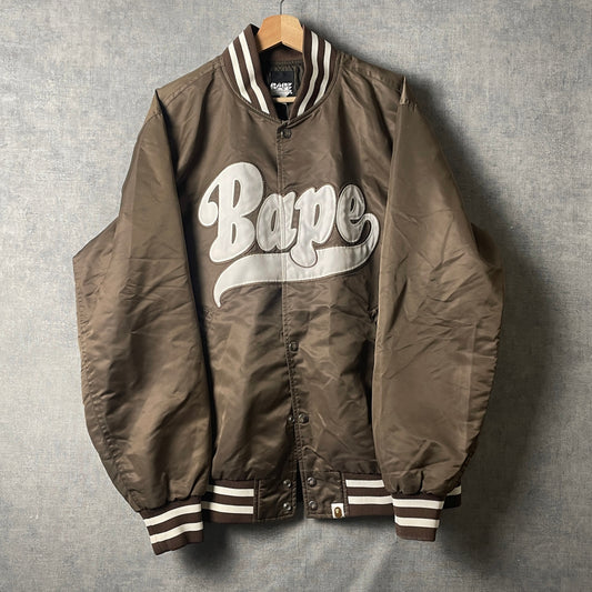 Bape Script Logo Baseball 2006 Bomber Jacket brown L