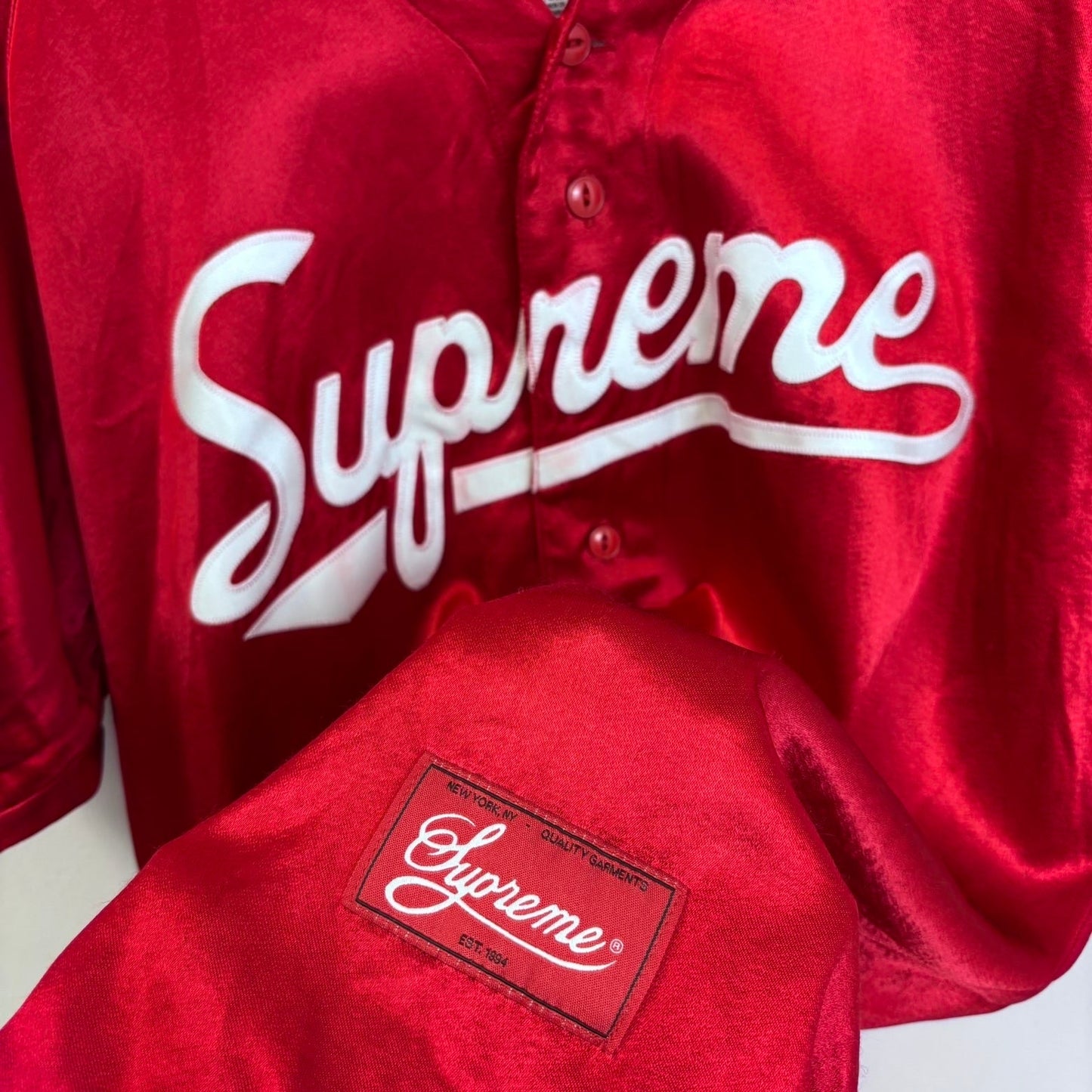 Supreme Satin Baseball Jersey #1 shirt M