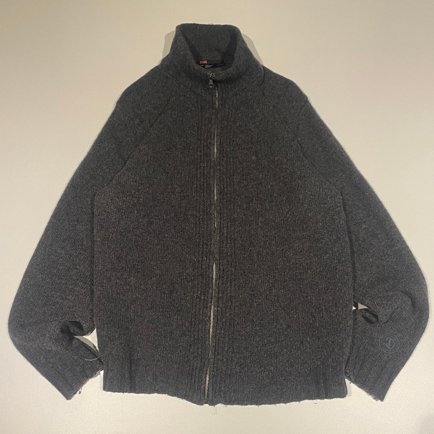 Diesel wool mock neck full zip knit sweater L