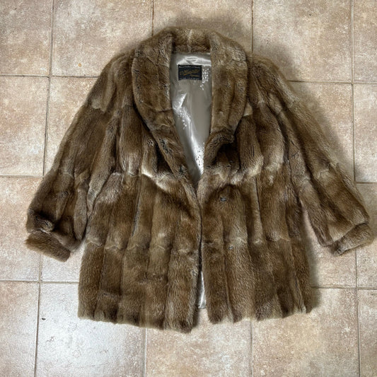 Vintage authentic brown fur coat