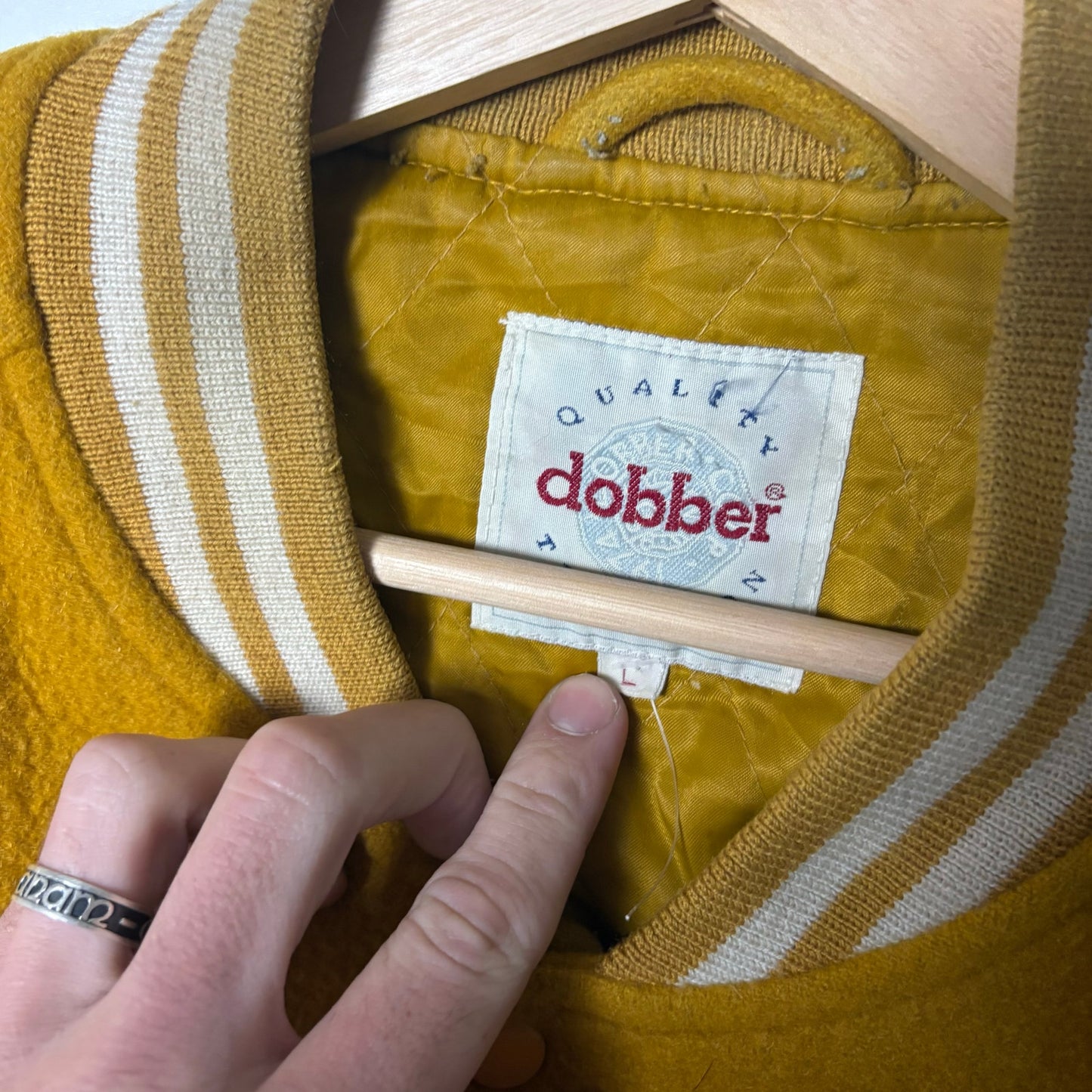 Vintage 90s yellow wool varsity jacket L