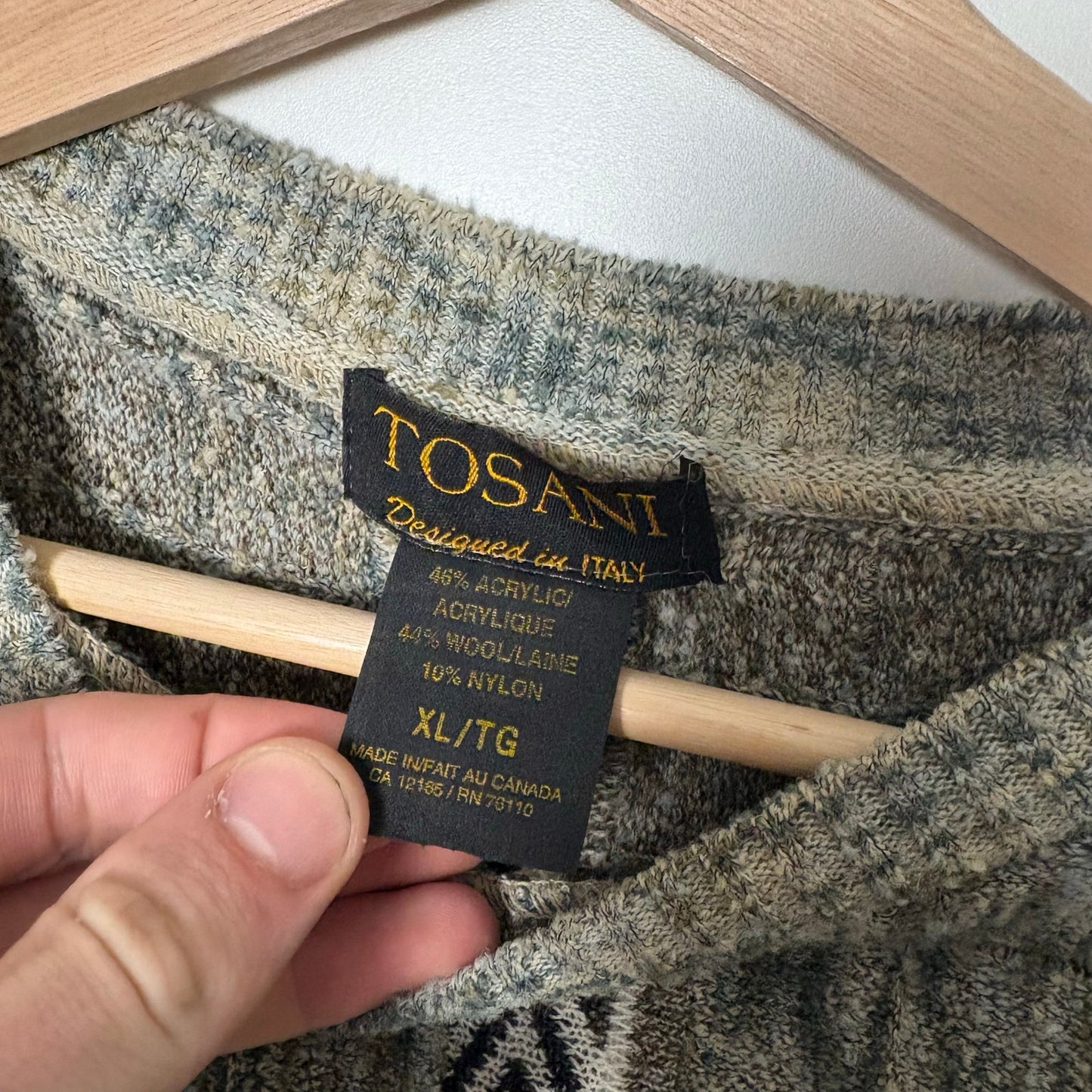 Vintage 90s tosani earth tones 3d knit sweater L