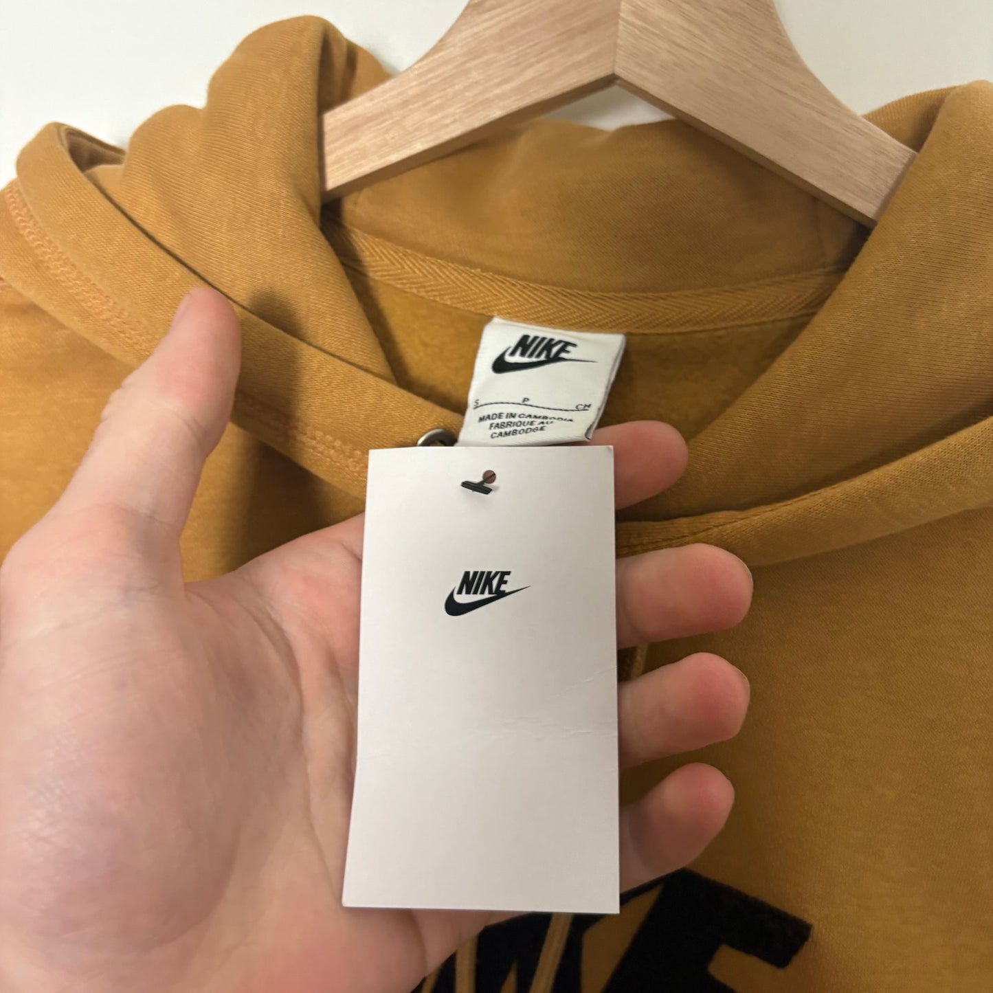 Nike Club Chenille pullover brown hoodie S NWT