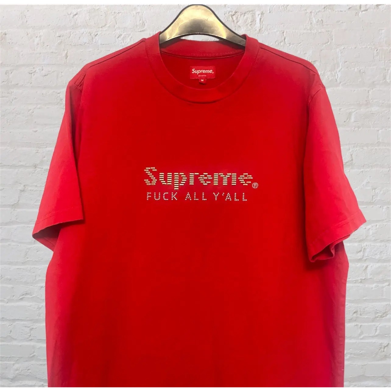 Supreme Gold Bars Tee Red M SS19