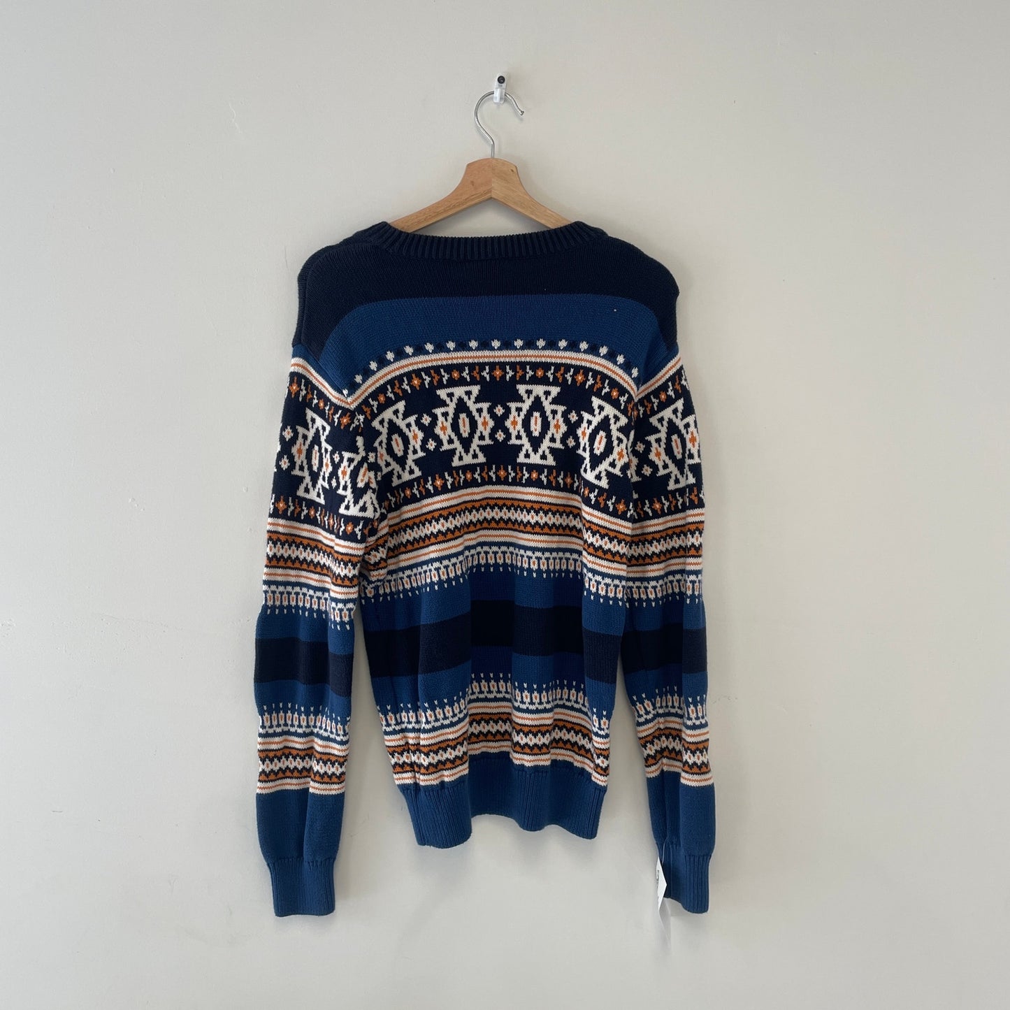 Lacoste knit patterned blue sweater L