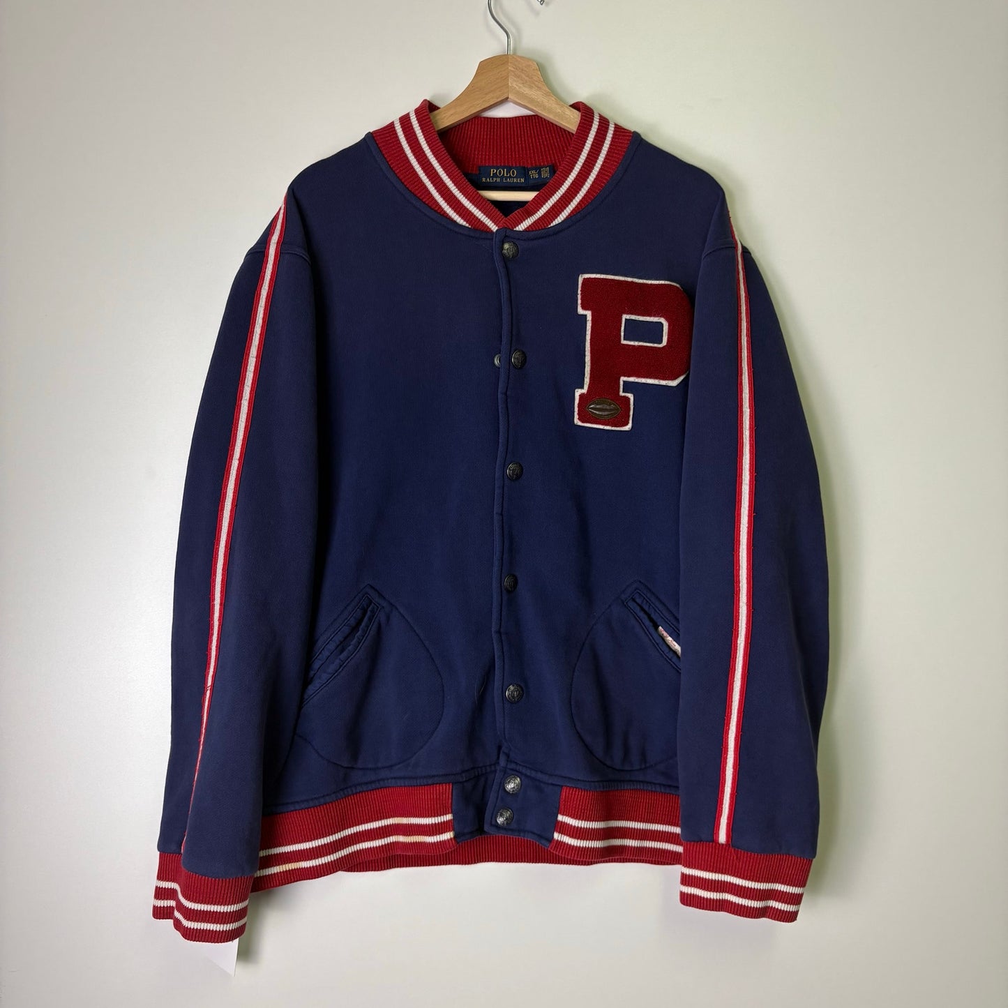 Polo letterman new york red blue retro varsity jacket XXL