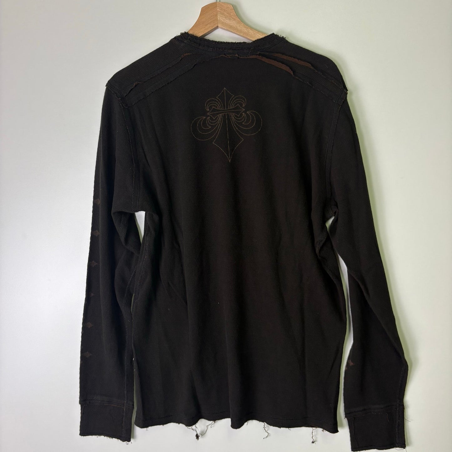 Affliction y2k brown thermal reversible long sleeve shirt XL