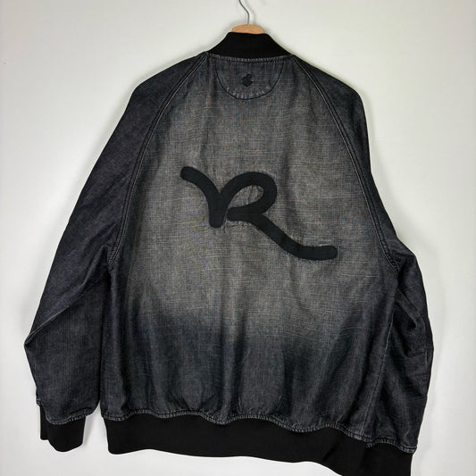 Vintage y2k Rocawear denim varsity jacket M