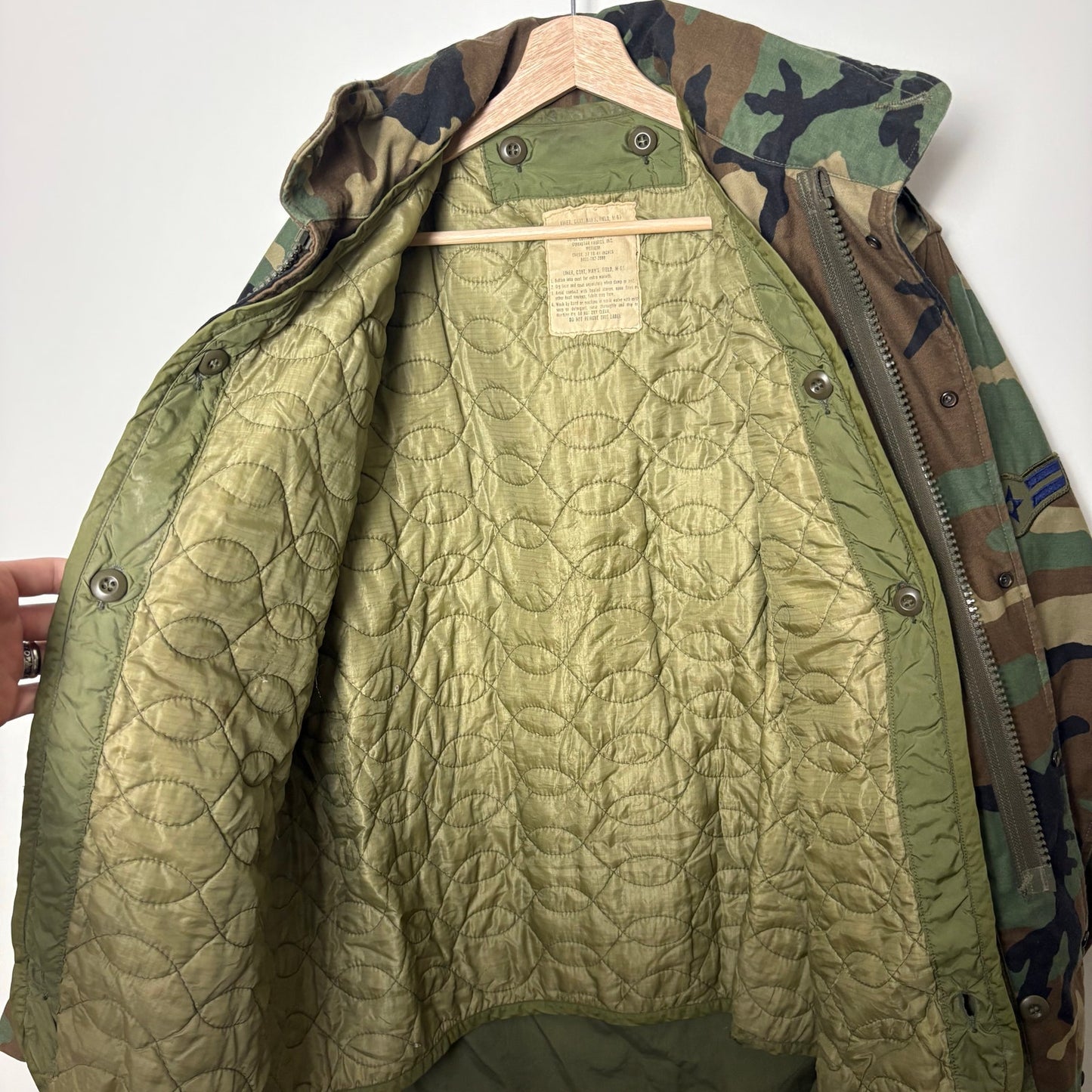 Vintage M65 field camo green military jacket XL