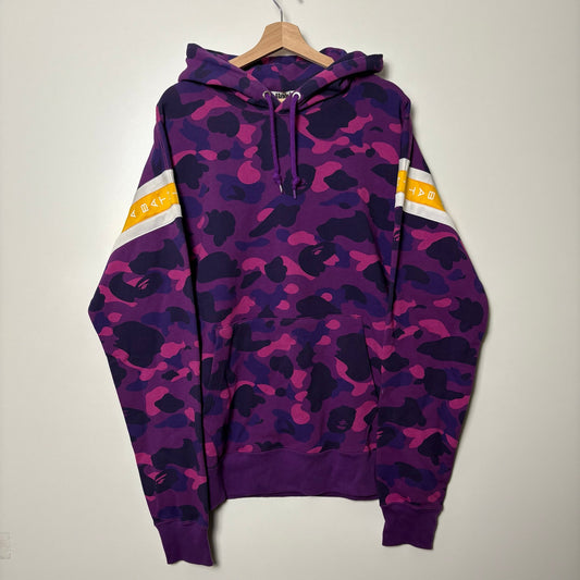 BAPE Camo Logo Tape Pullover Purple Hoodie XXL NWT