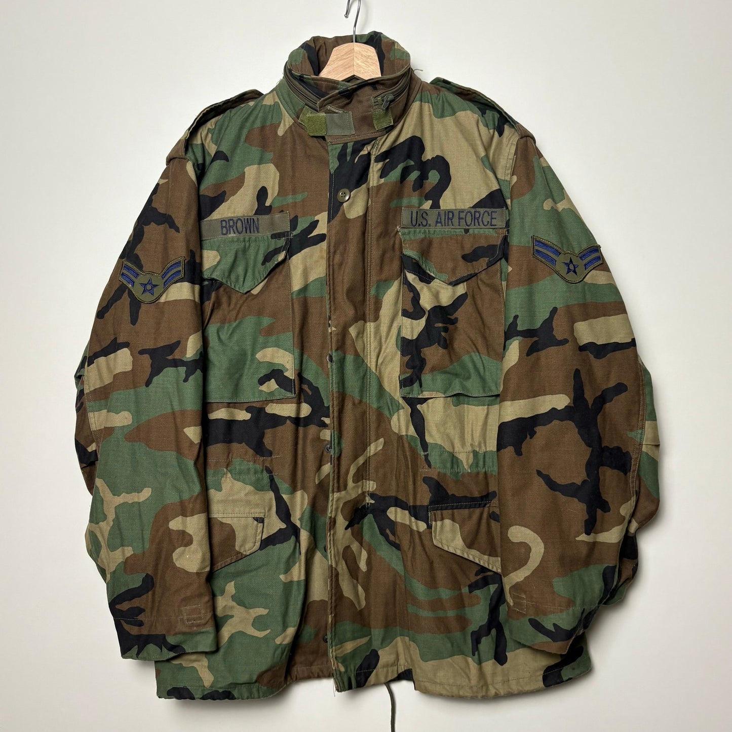 Vintage M65 field camo green military jacket XL