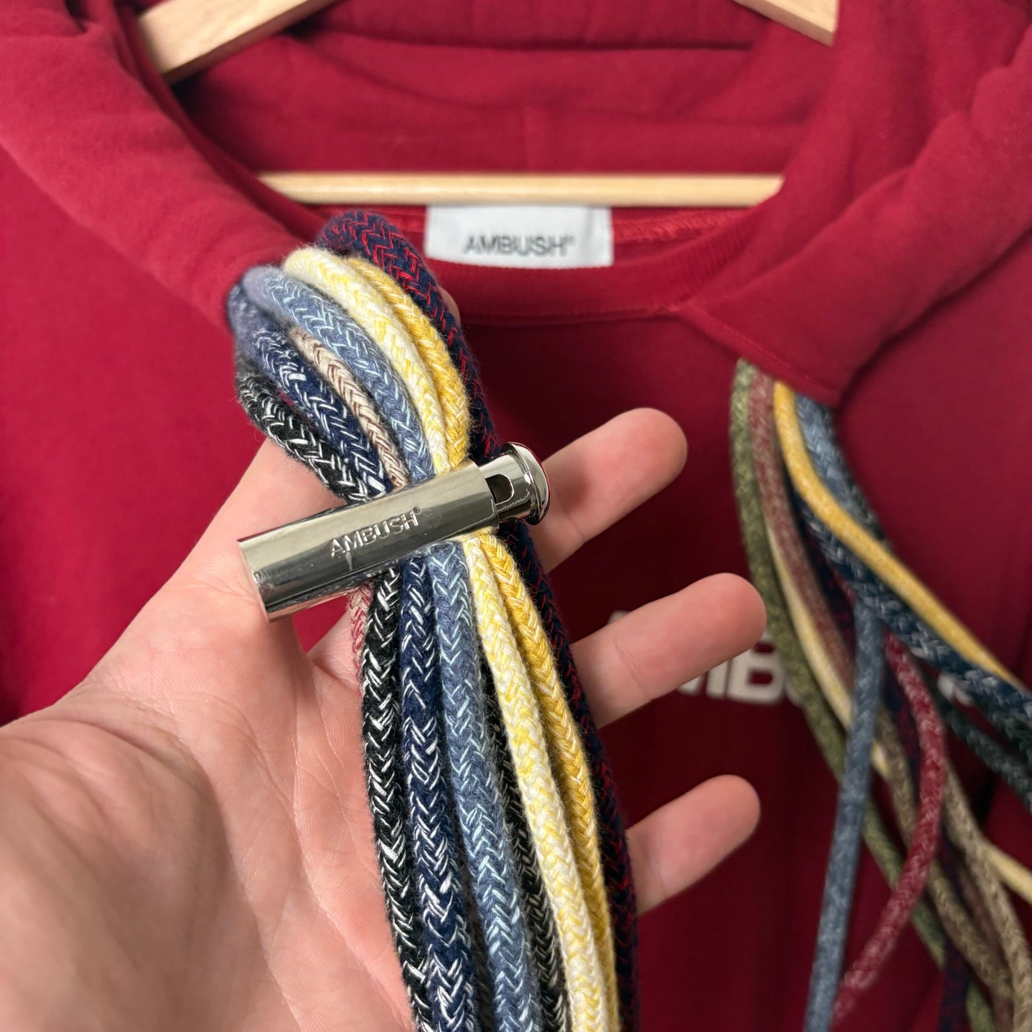 Ambush multi cord drawstring red hoodie L