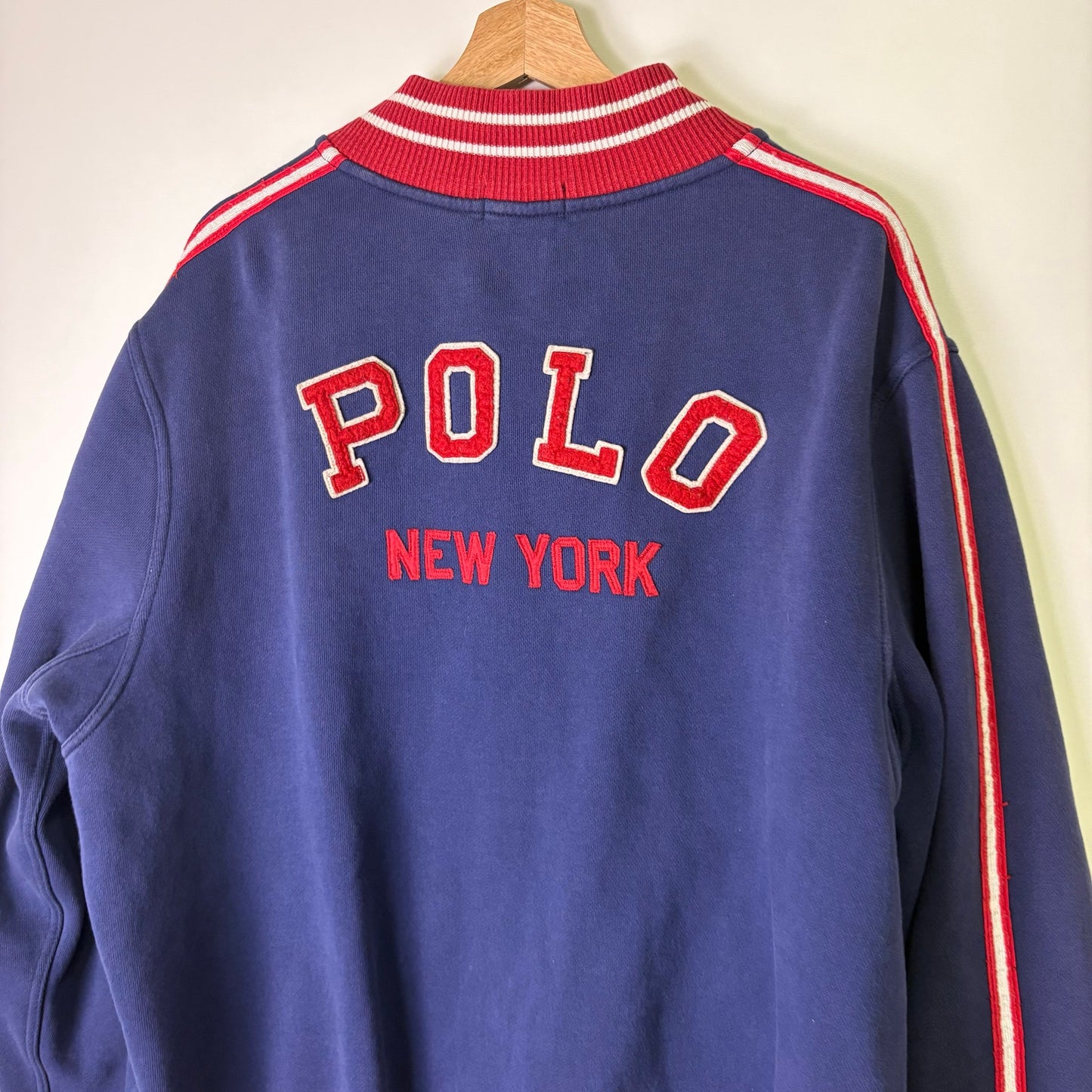 Polo letterman new york red blue retro varsity jacket XXL