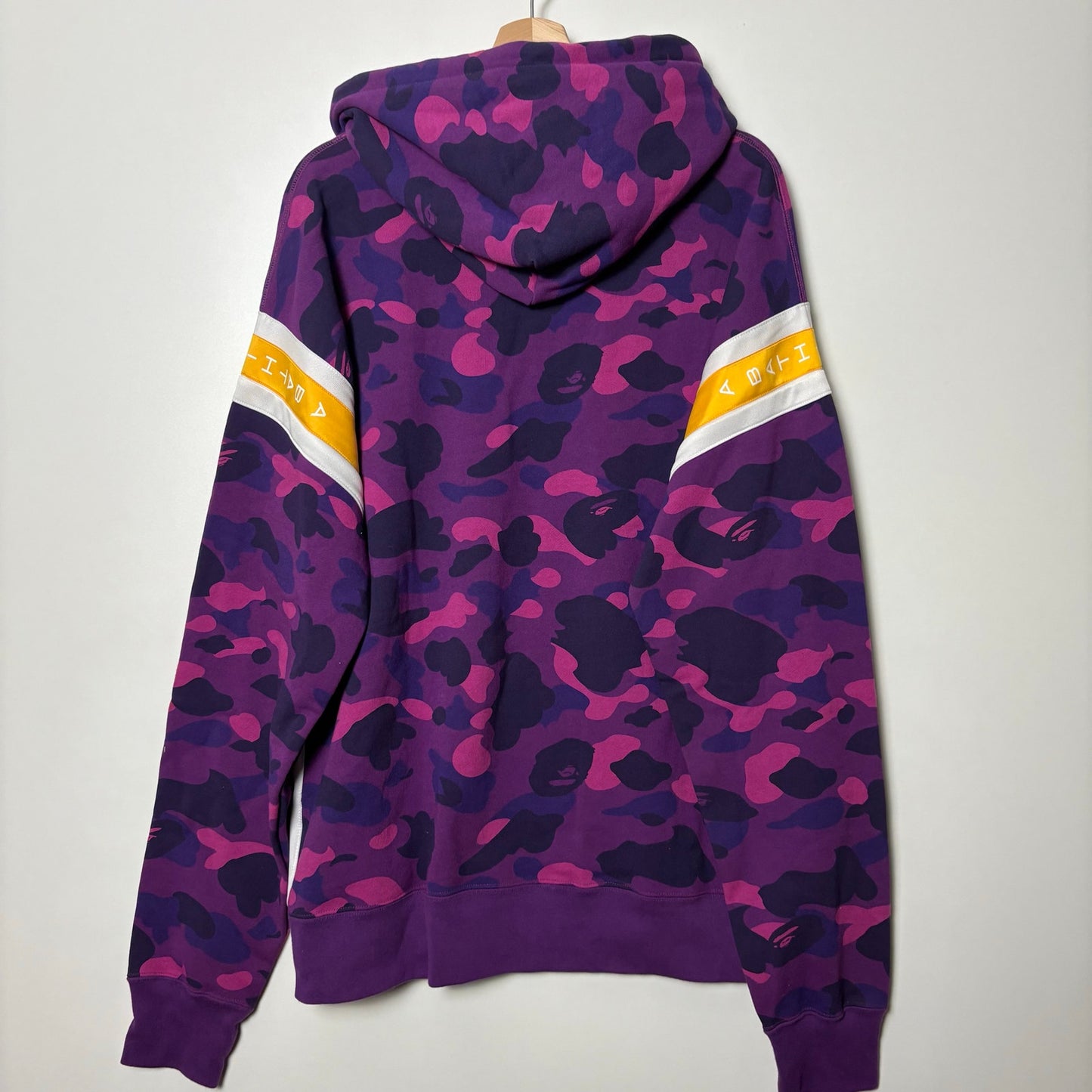 BAPE Camo Logo Tape Pullover Purple Hoodie XXL NWT