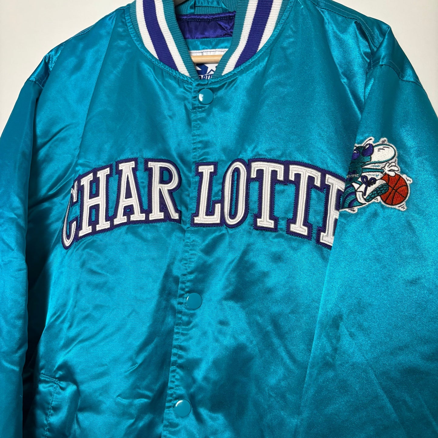 Vintage Charlotte Hornets satin lined bomber jacket L