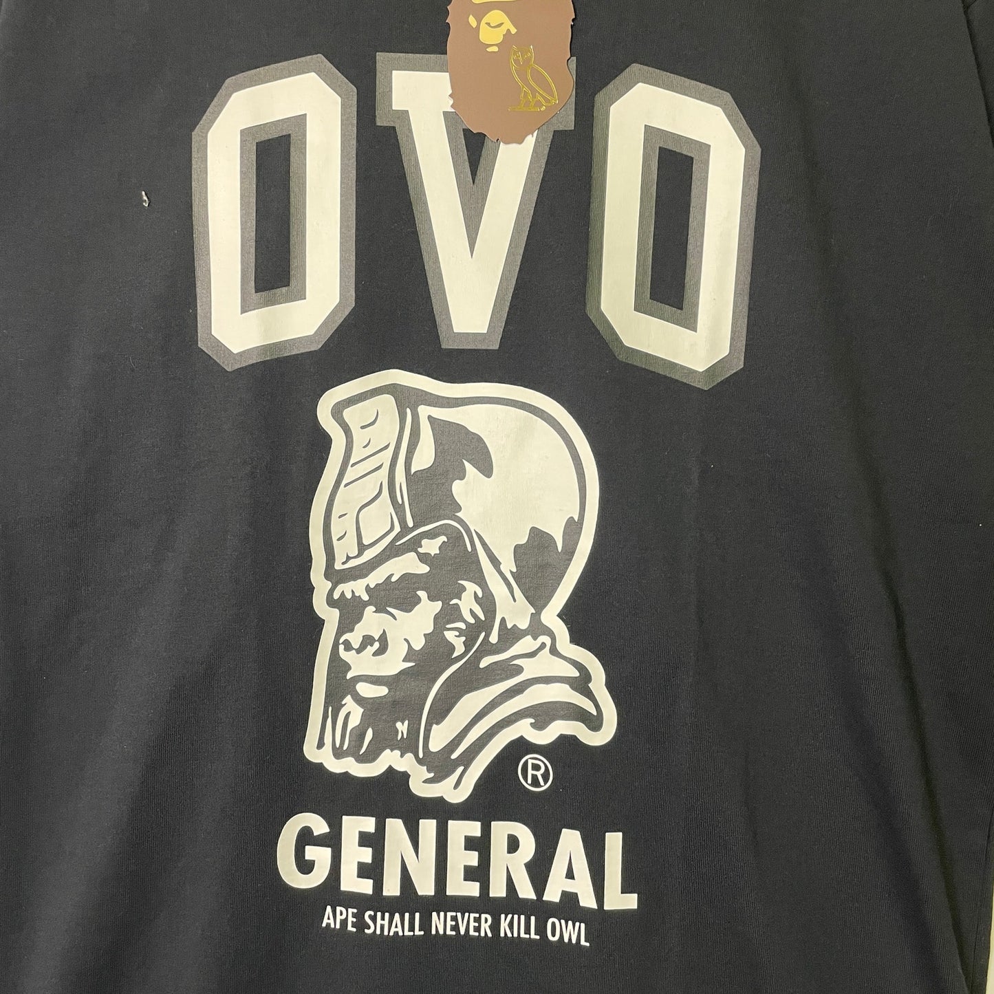 OVO x Bape general logo head black t shirt XL
