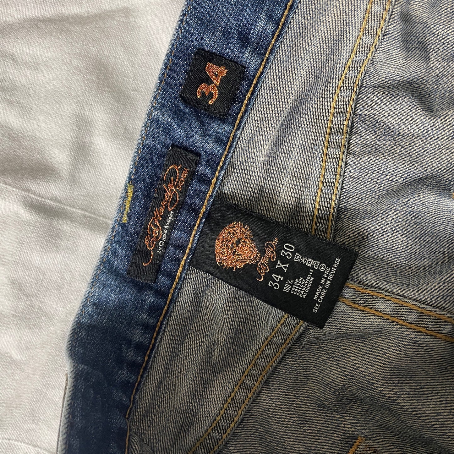 Ed Hardy Y2K embroidered denim 34
