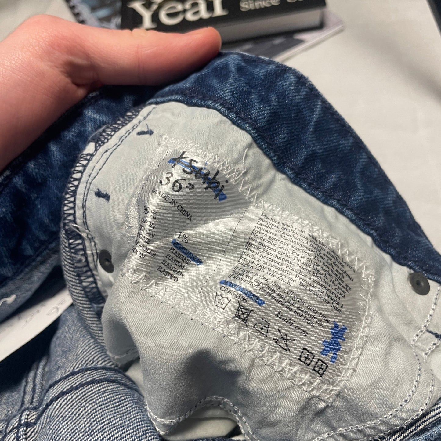 Ksubi sashiko distressed slim fit denim jeans 38