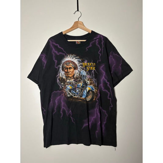 Vintage American Spirit chopper 3d Emblem lightning t shirt XL