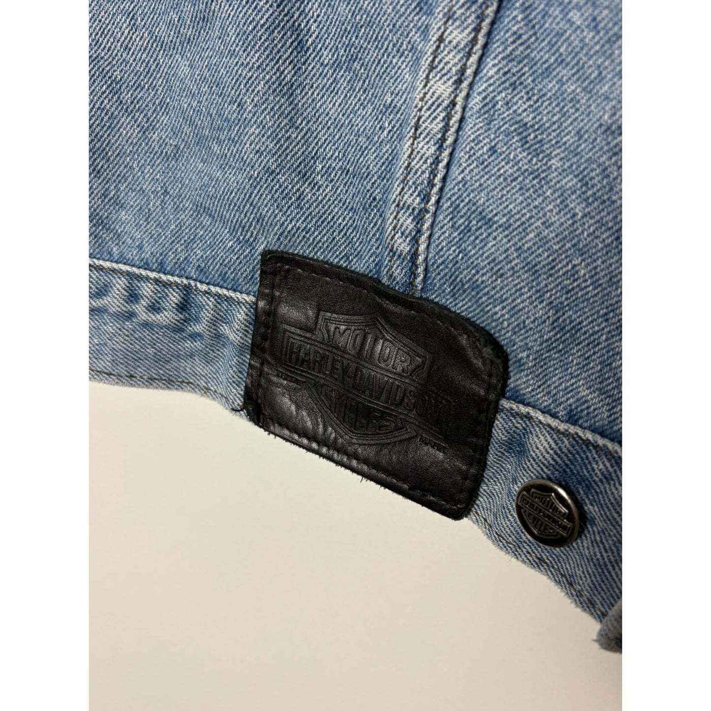 Vintage Harley Davidson biker denim vest jacket L