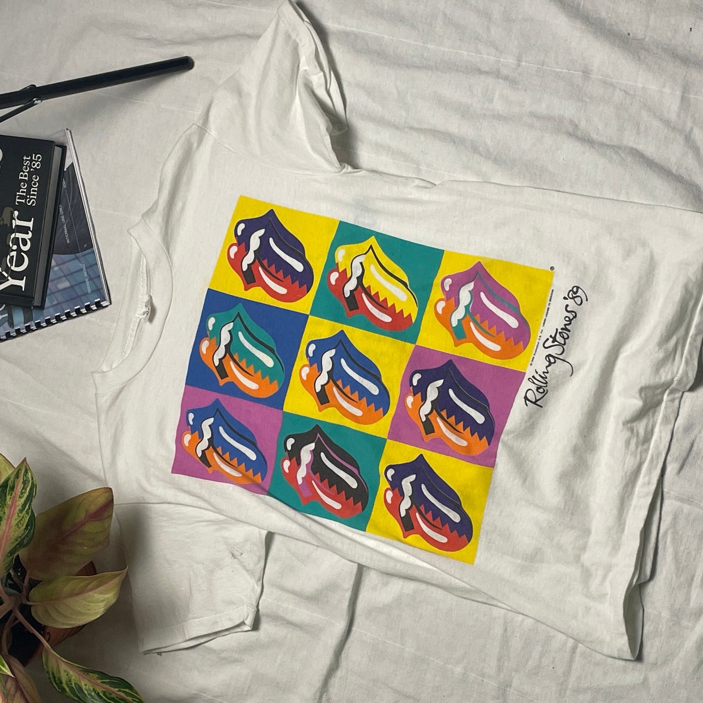 Vintage 1989 The Rolling Stones Andy Warhol band tour tee L