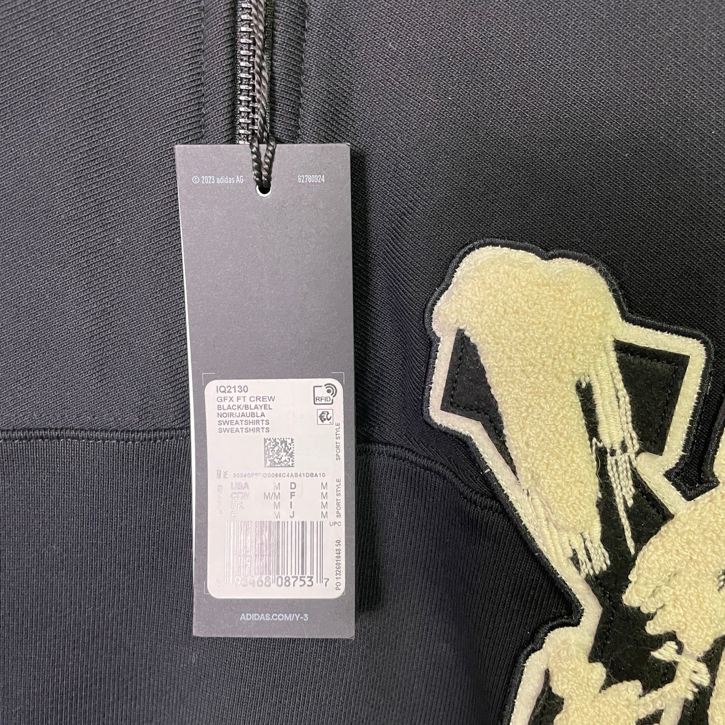 Y3 Graphic Logo French Terry Crew 1/4 zip M