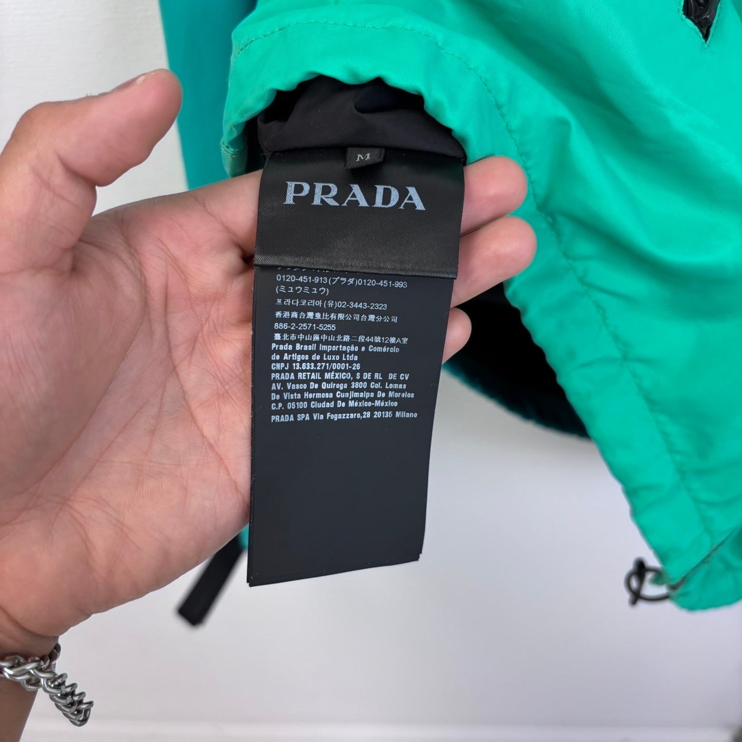 Prada nylon green windbreaker hooded jacket M
