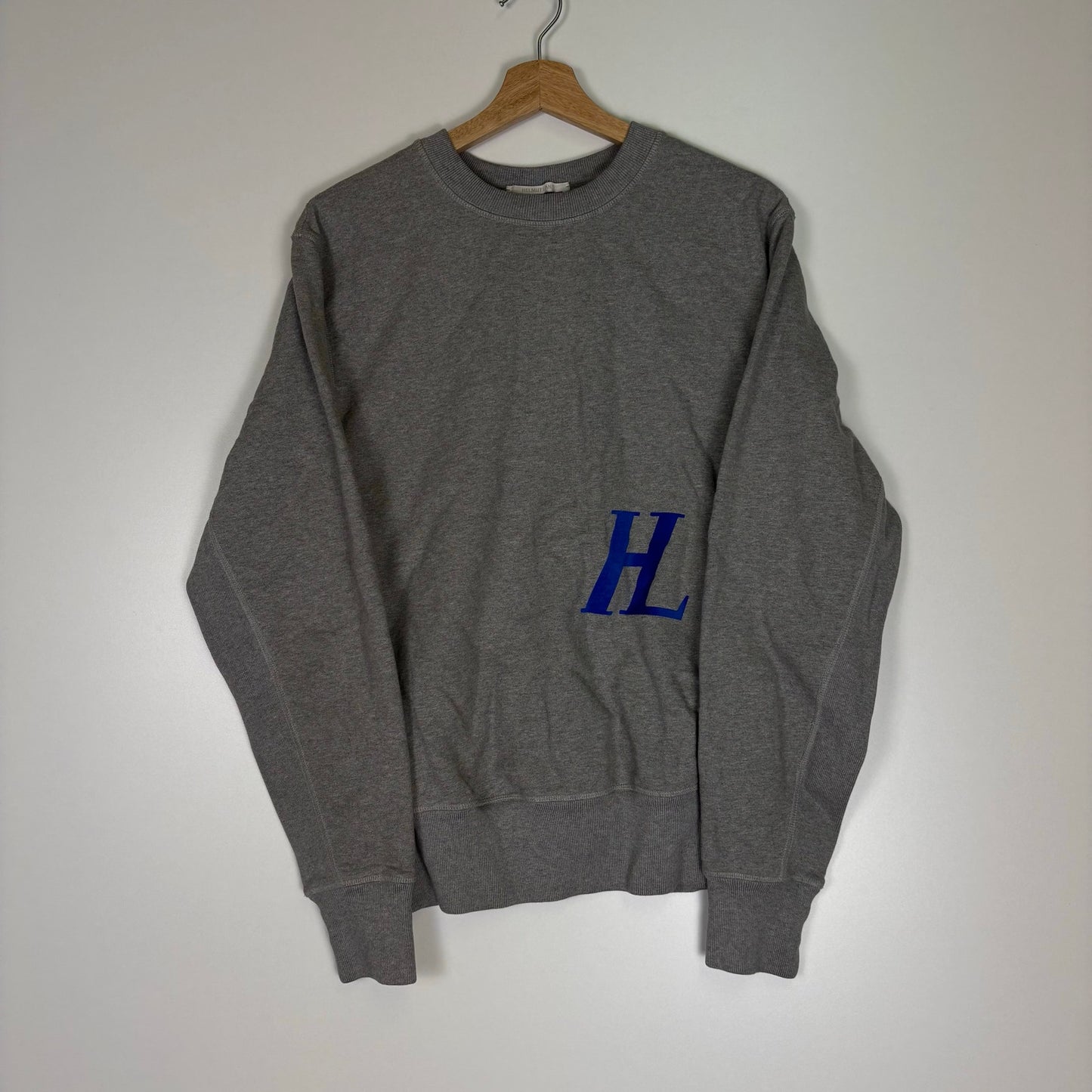 Helmut Lang HL Monogram Flock Logo Ribbed Crewneck Rare
