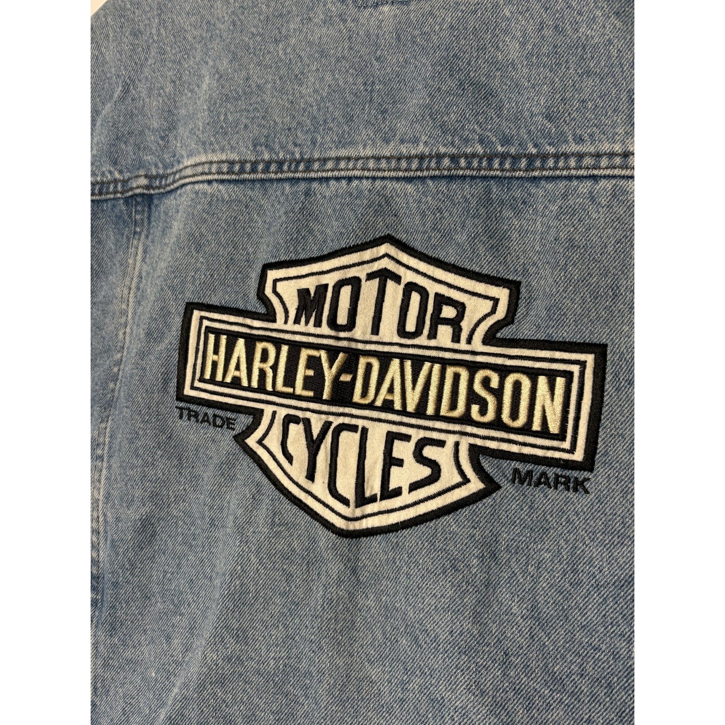 Vintage Harley Davidson biker denim vest jacket L