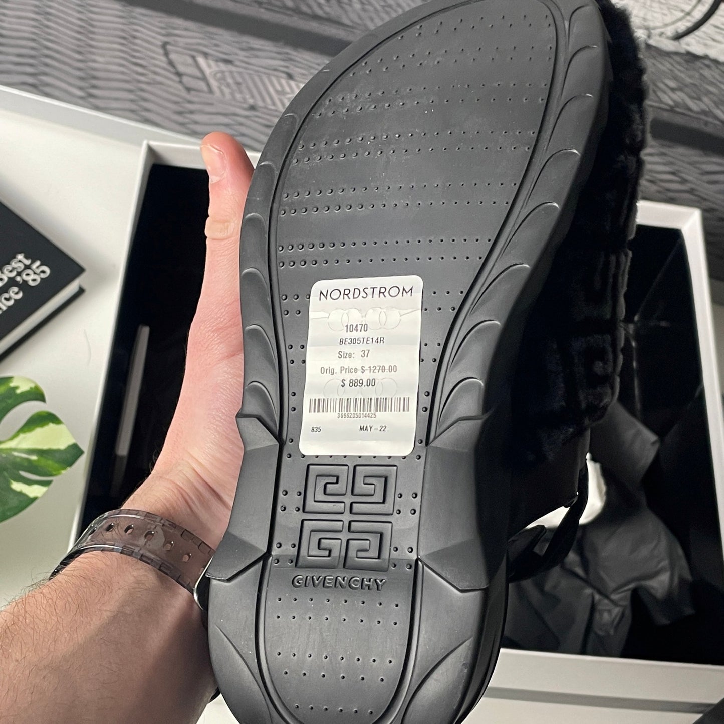 GIVENCHY Marshmallow Shearling Logo Slingback Shoes 6.5w