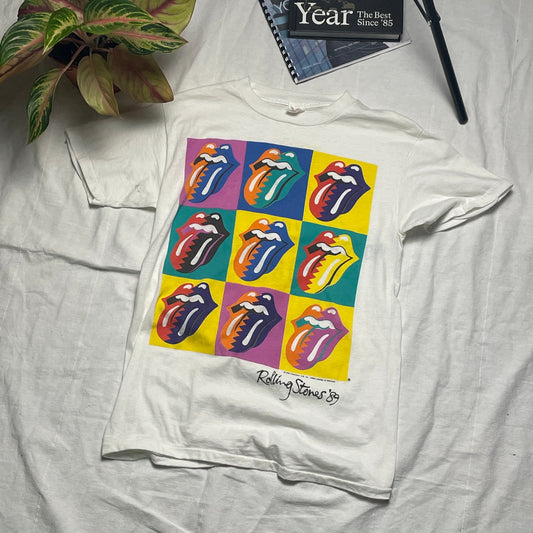 Vintage 1989 The Rolling Stones Andy Warhol band tour tee L