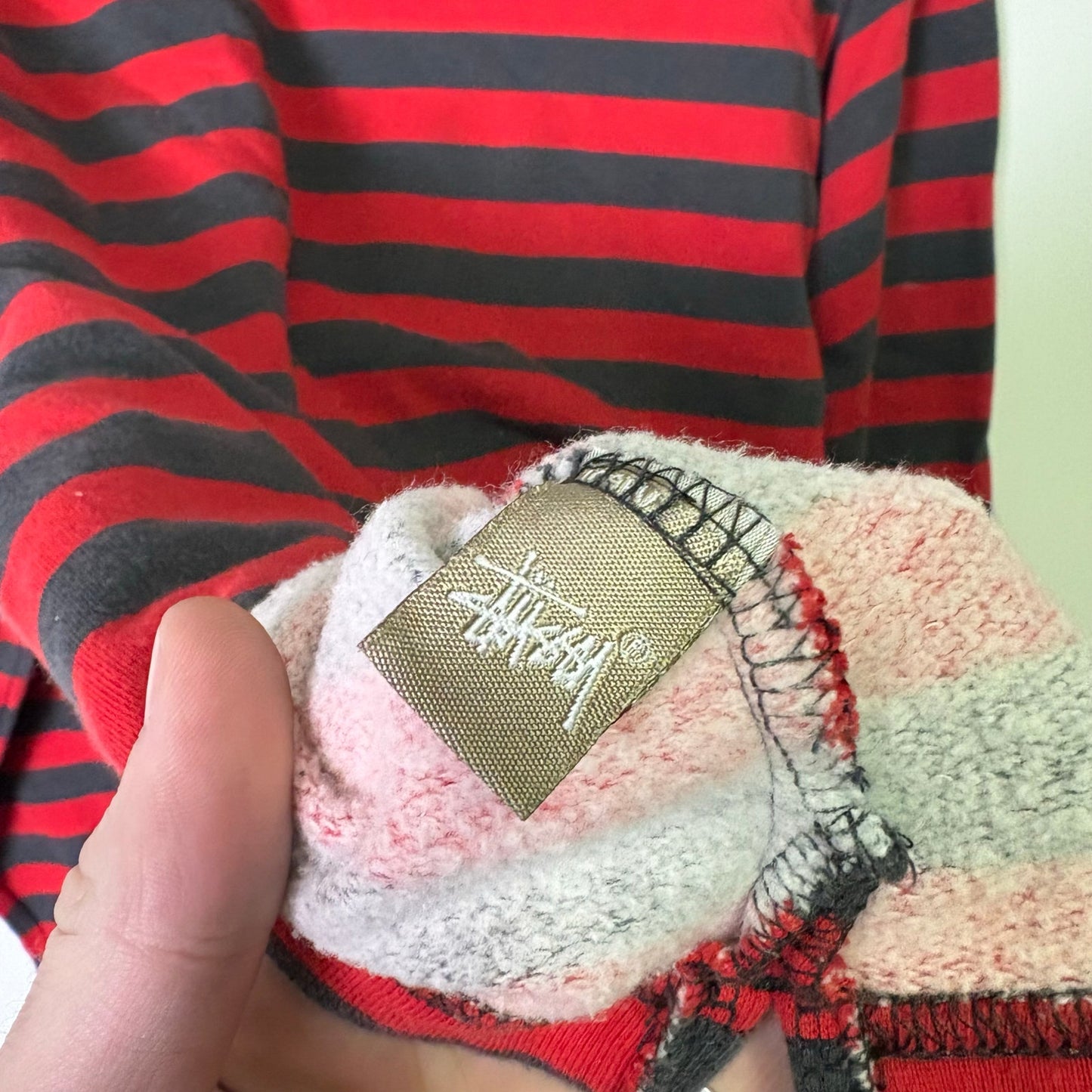 Vintage stussy 90's striped longsleeve crewneck sweater L