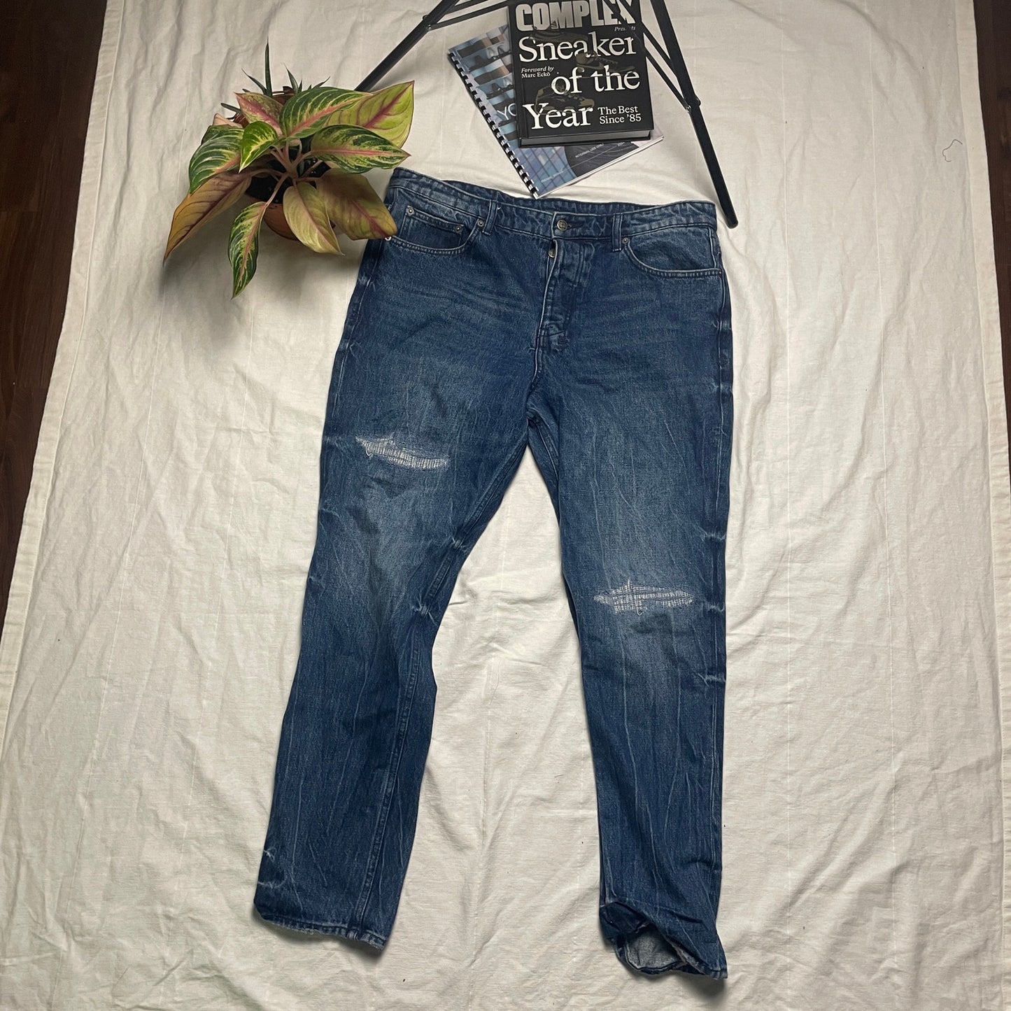 Ksubi sashiko distressed slim fit denim jeans 38
