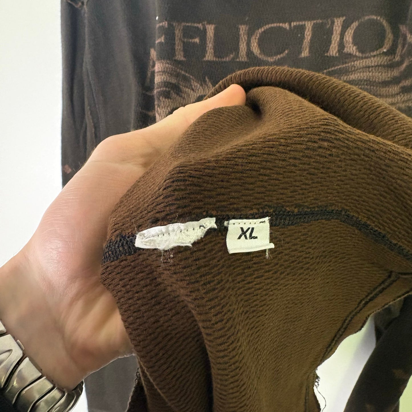 Affliction y2k brown thermal reversible long sleeve shirt XL
