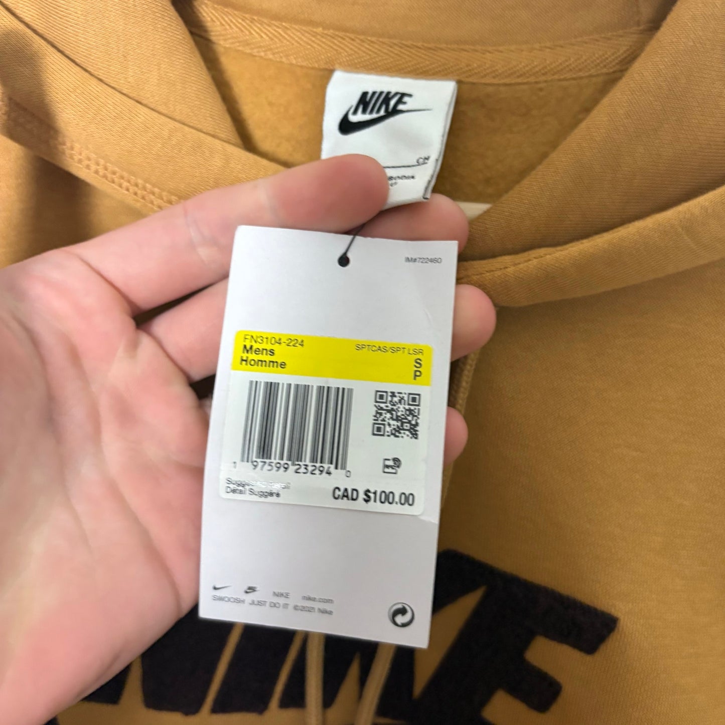 Nike Club Chenille pullover brown hoodie S NWT