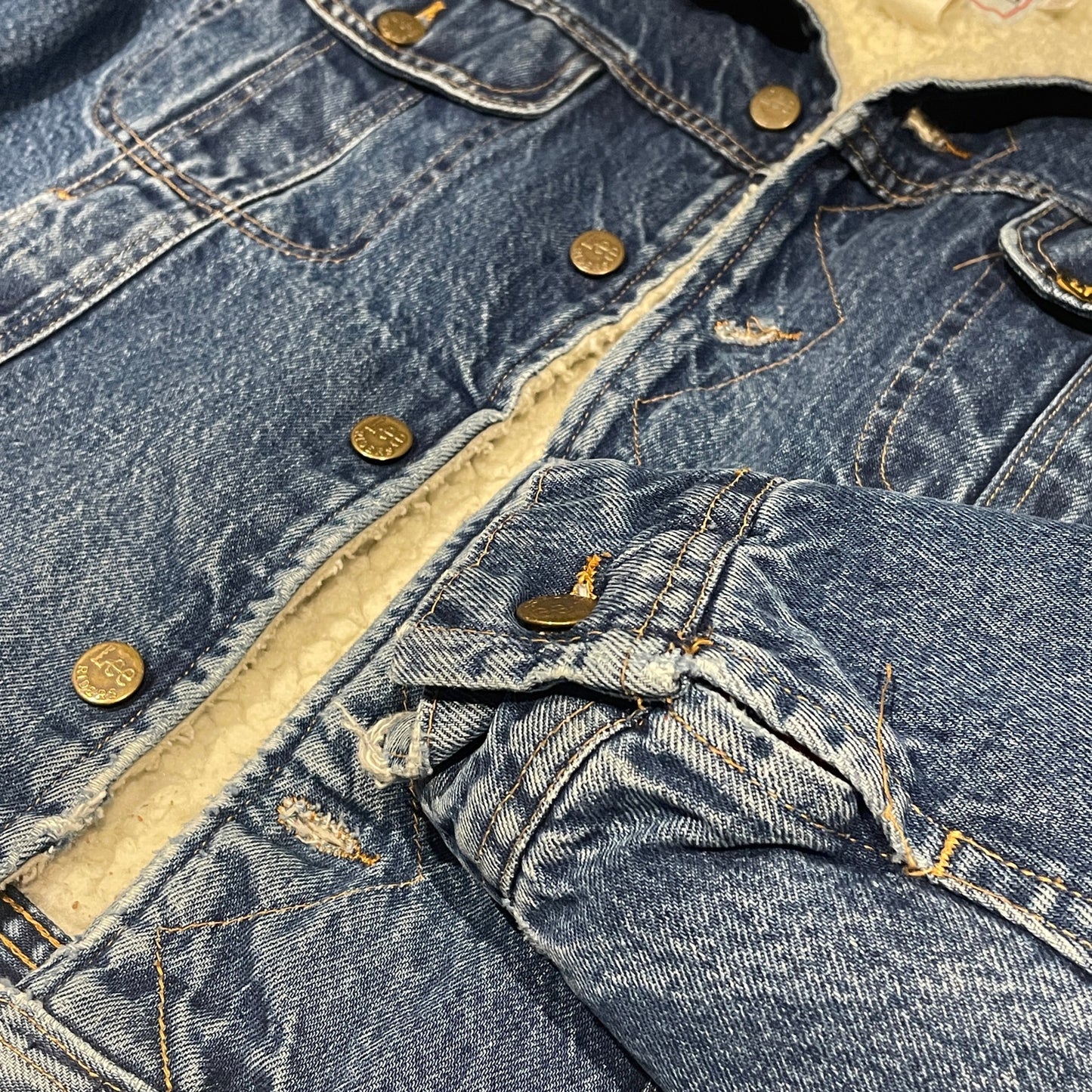 80s Sherpa lined LEE storm rider denim jacket L