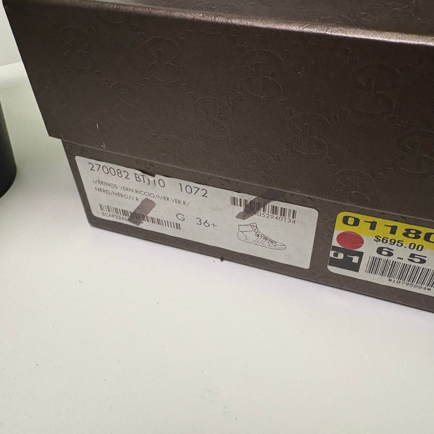 Gucci leather black hi top fuzzy sneakers 6w