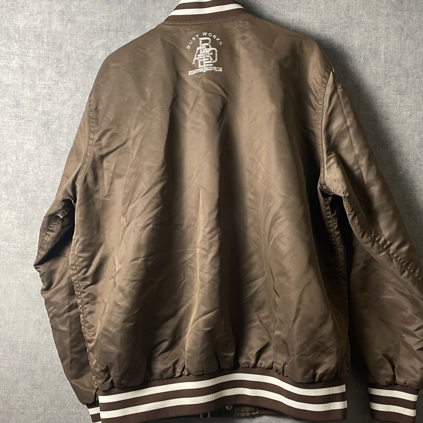 Bape Script Logo Baseball 2006 Bomber Jacket brown L