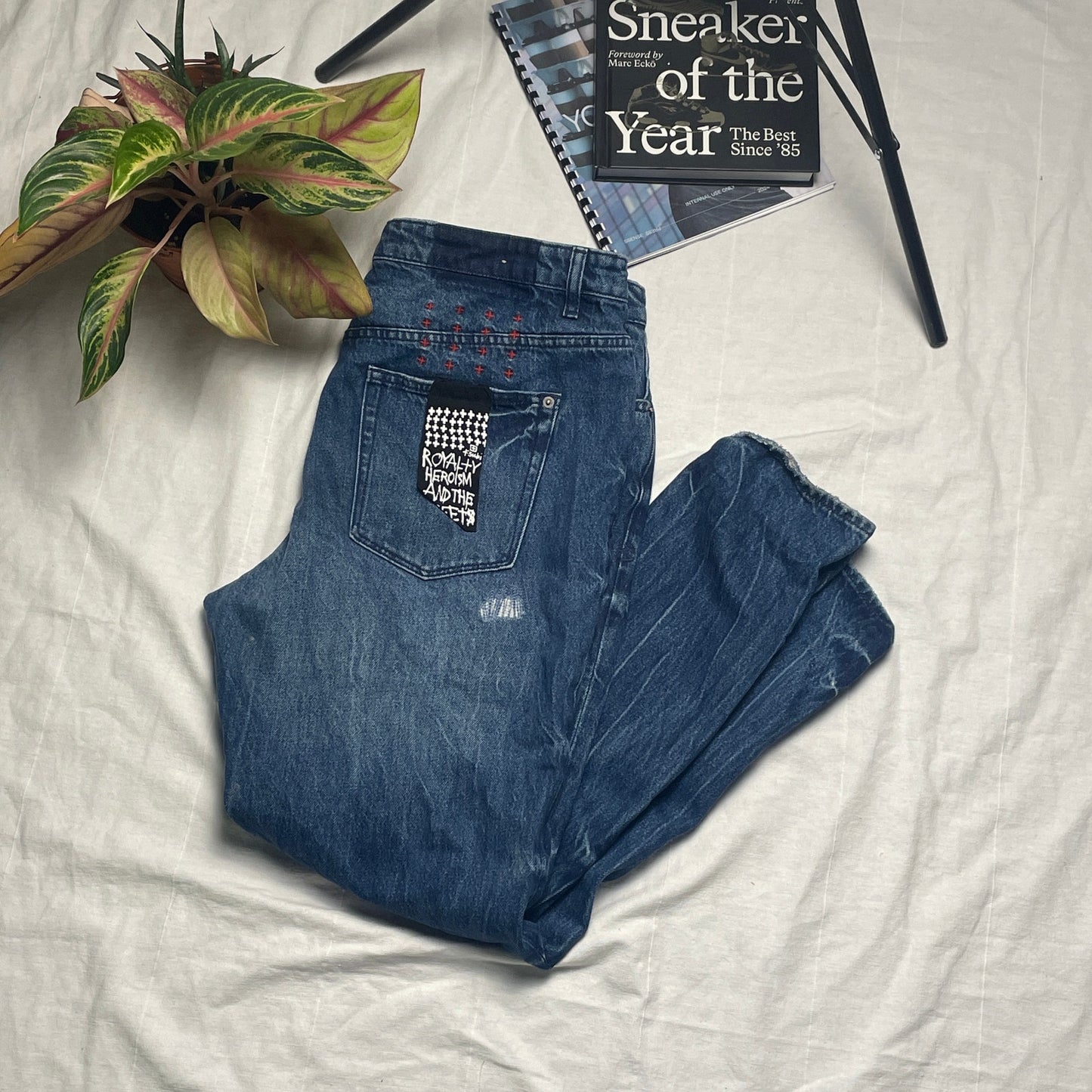 Ksubi sashiko distressed slim fit denim jeans 38