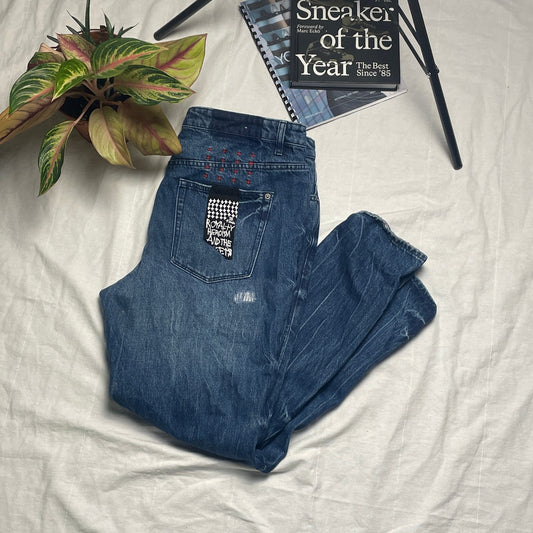 Ksubi sashiko distressed slim fit denim jeans 38