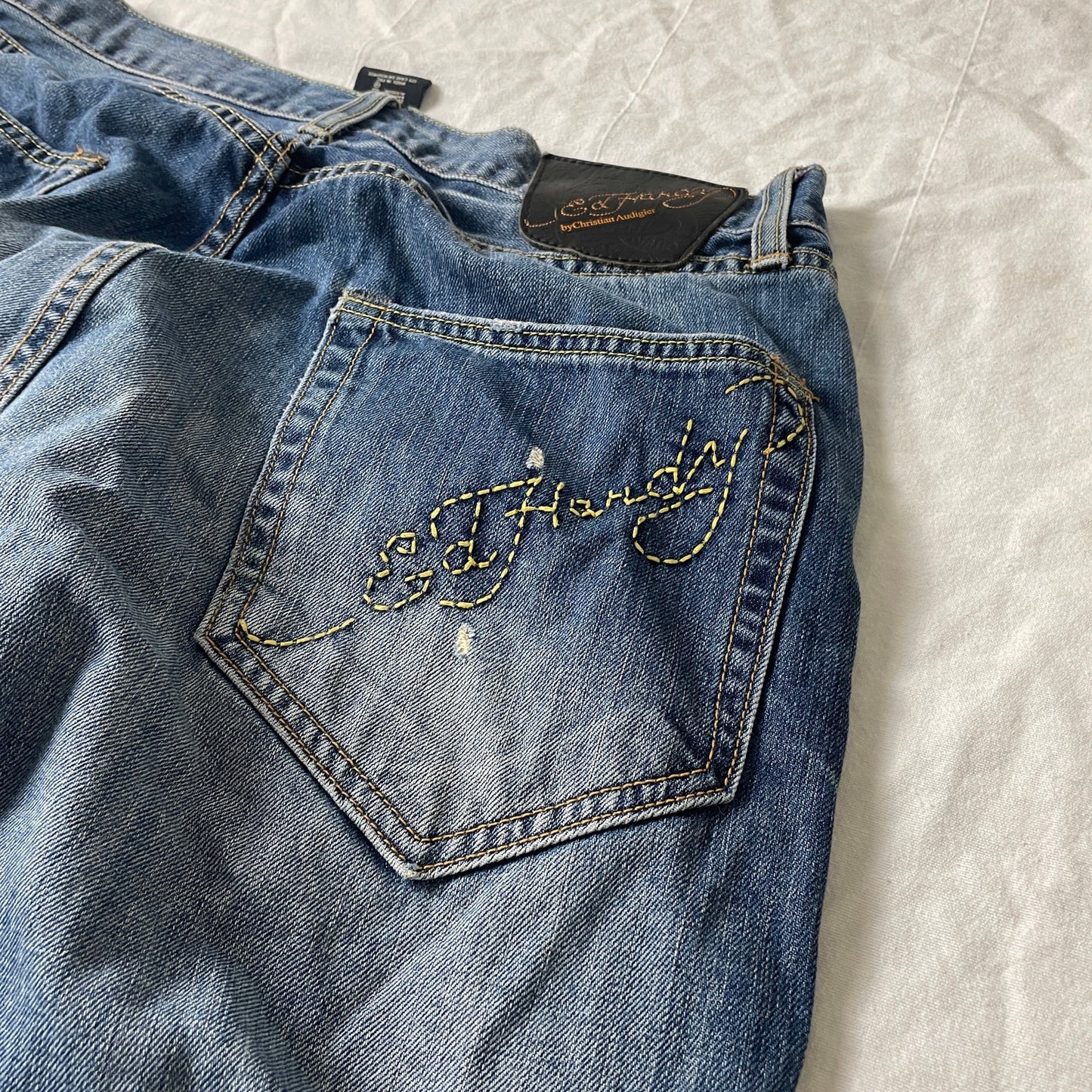 Ed Hardy Y2K embroidered denim 34