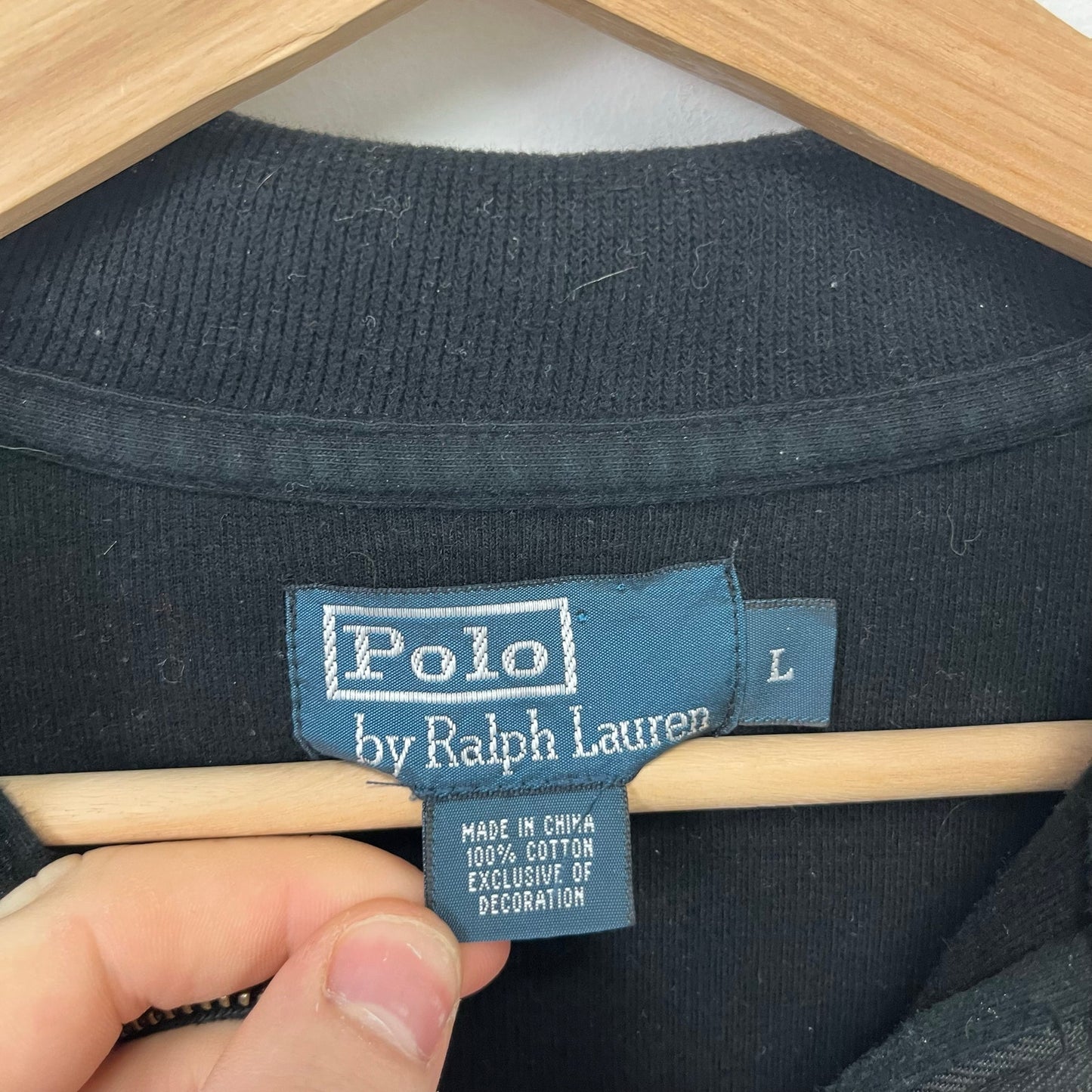 Vintage Polo 1/4 Zip Black L