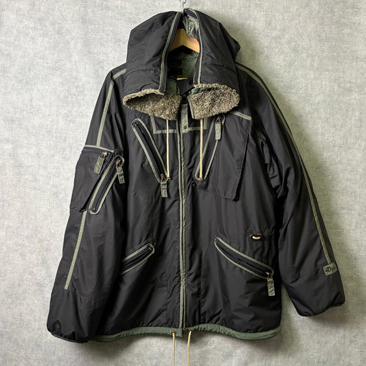 DIESEL industries hooded cargo puffer jacket