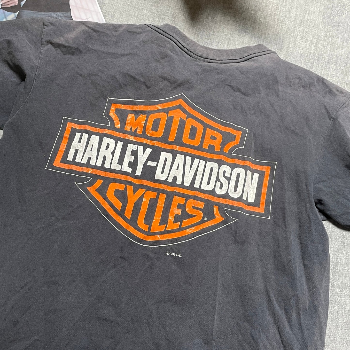 Harley Davidson vintage AOP bike tee L