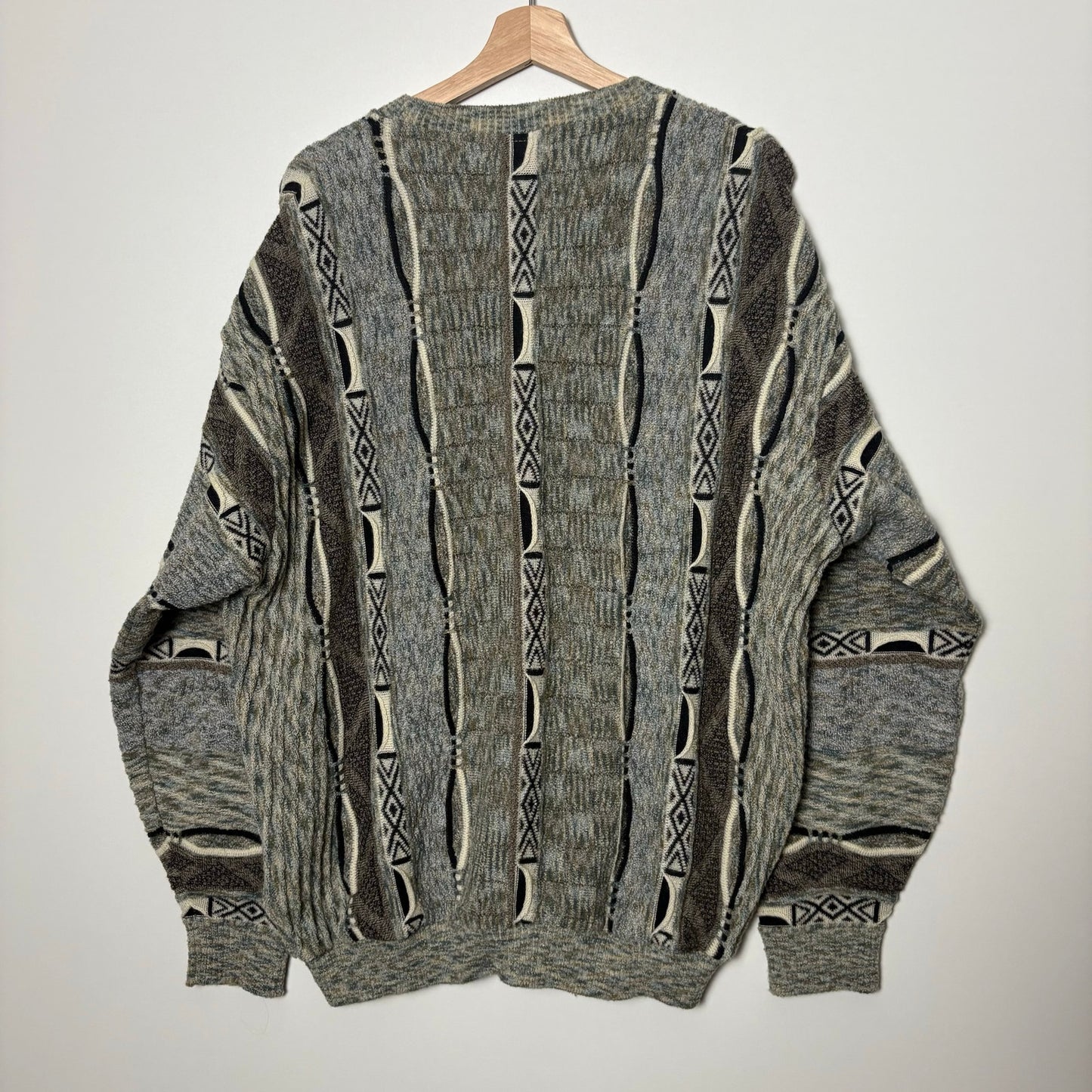 Vintage 90s tosani earth tones 3d knit sweater L