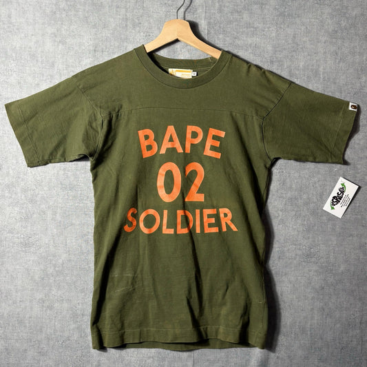 Bape 02 soldier logo slim fit green tee shirt S