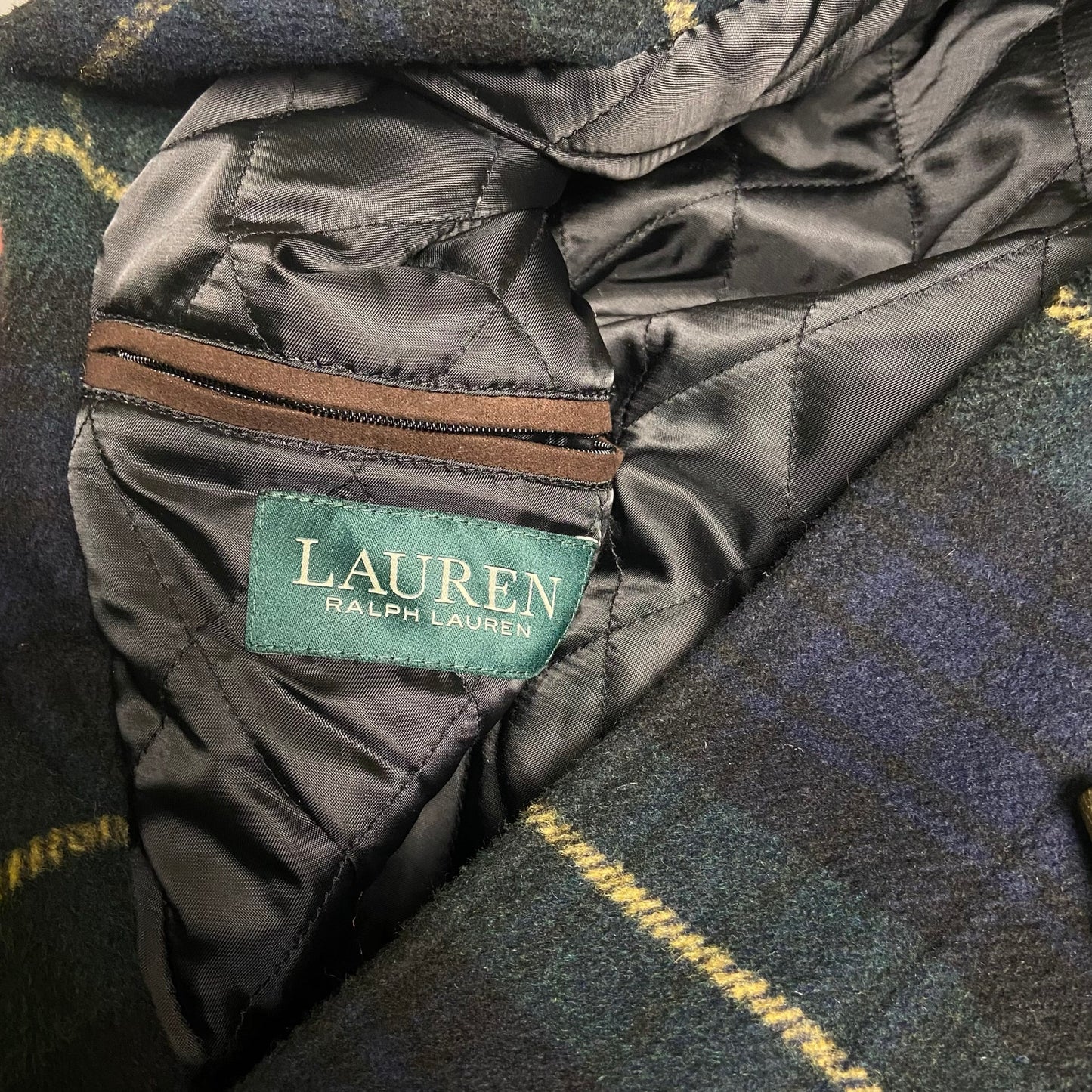 Lauren Ralph Lauren green flannel pea coat M